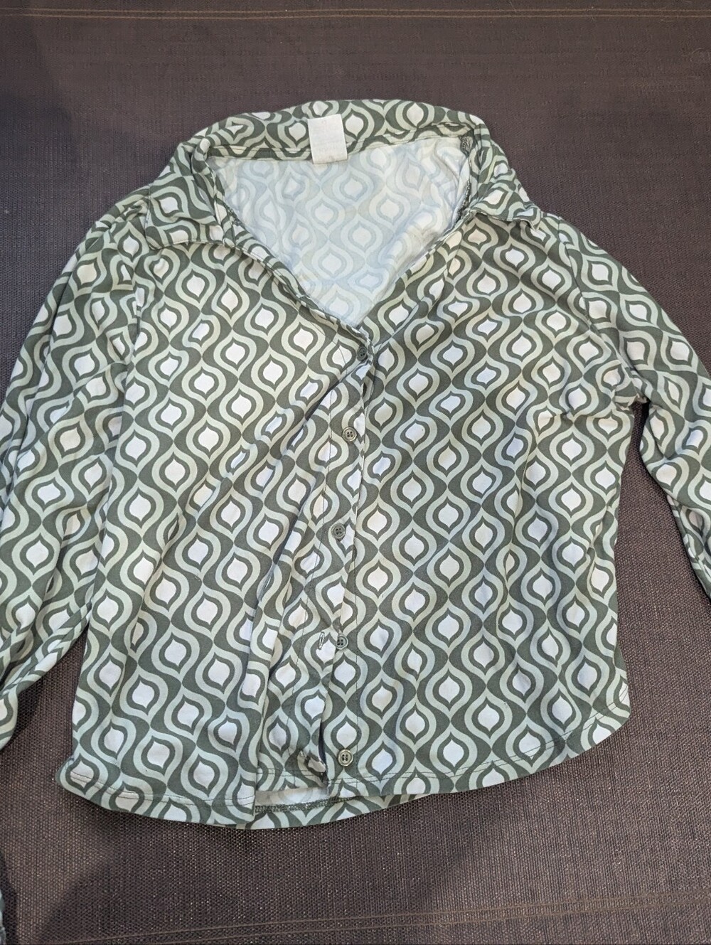 No Boundaries Olive Green Geometric Button-Down Shirt